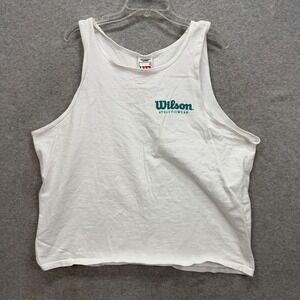 Wilson Tank Top Mens XL White Athleticwear Logo Sleeveless Gym Muscle Shirt